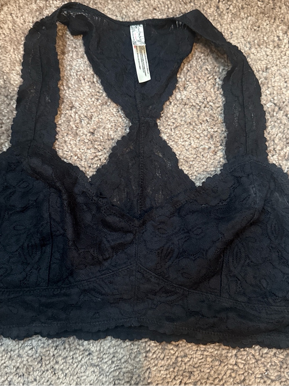 FREE PEOPLEBlack Lace Racerback Bralette – Women Intimates